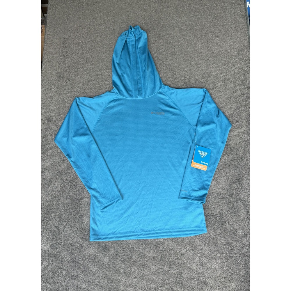 Columbia PFG Youth Large Terminal Tackle Hoodie Aqua Blue UPF 50 AB0876 NWT